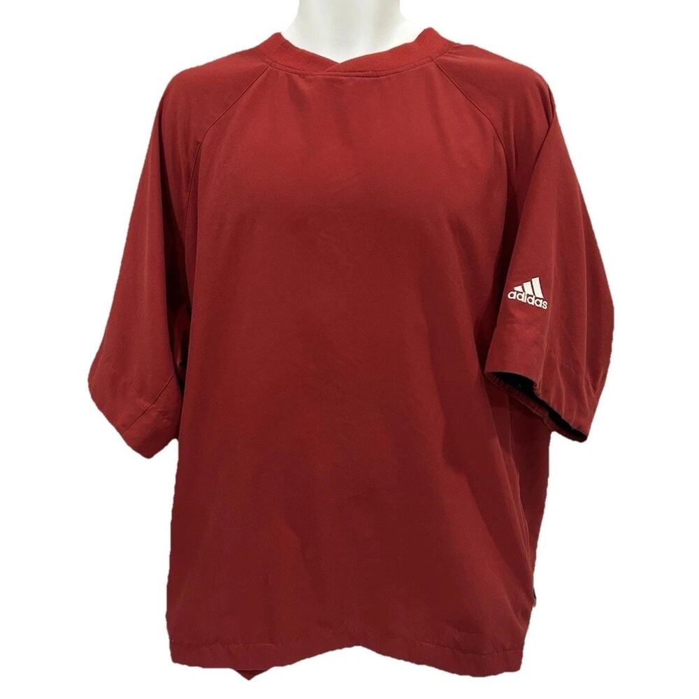 Adidas Climaproof Windbreaker Jacket Mens Sz LARGE Short Sleeve Maroon *READ